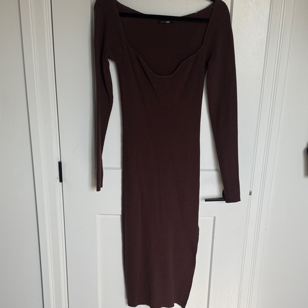 Papermoon Knit Chocolate Long Sleeve Dress